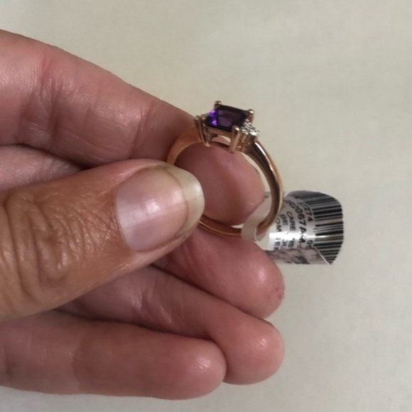 Rose Gold Engagement Ring Amethyst and Diamond .75 carot Ring Size 7 - Picture 3 of 9